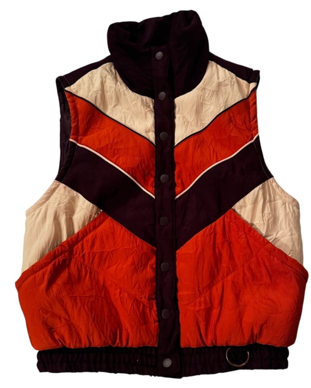 Anna Sui for Target Chevron Puffer Vest Burgundy Orange Cream Medium